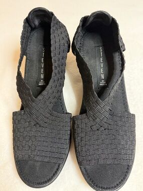 Steven by Steve Madden Black Woven Slingback Sandals